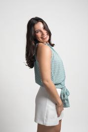 BLUSA ROCIO - POLKA DOTS MENTA