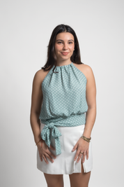 BLUSA ROCIO - POLKA DOTS MENTA