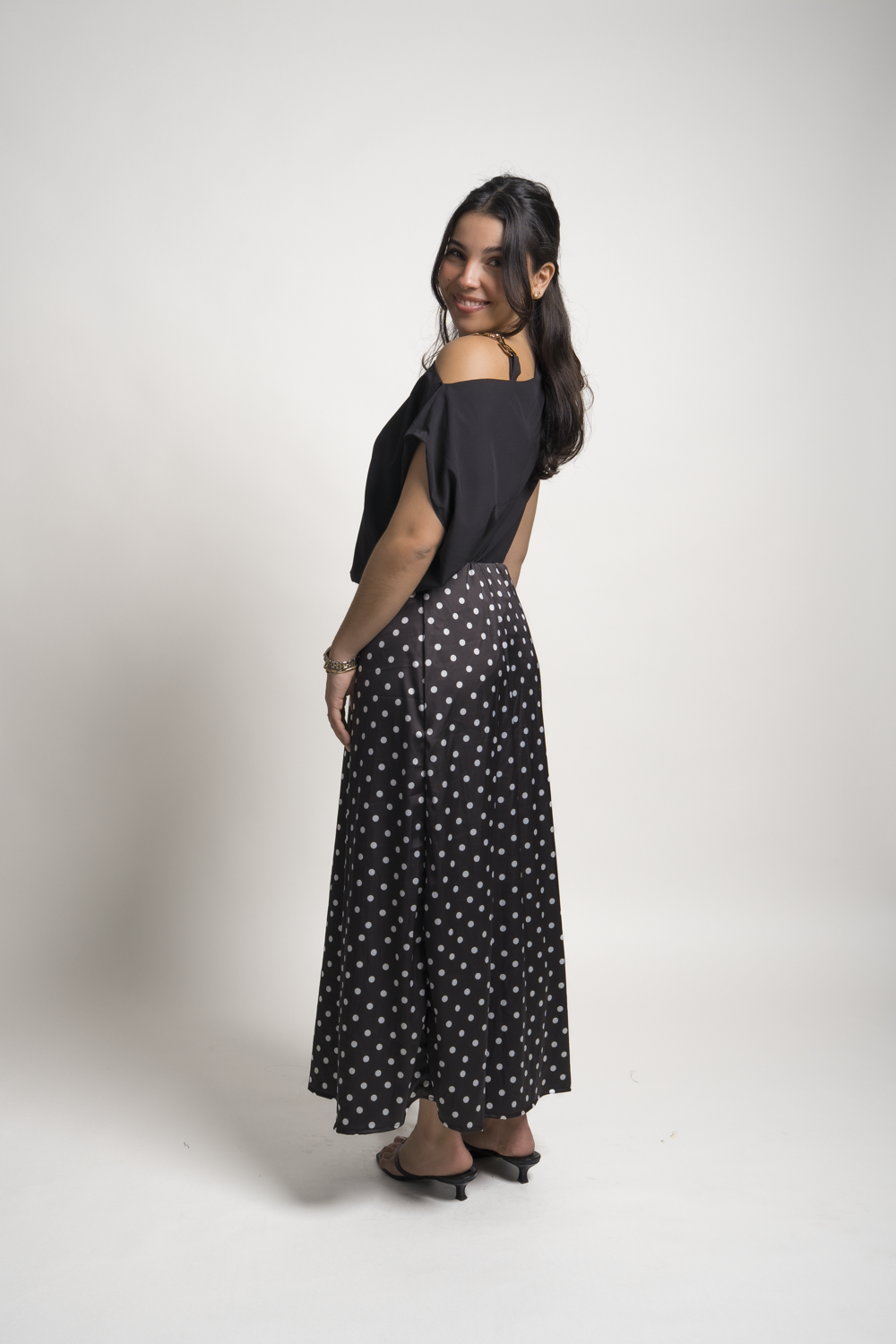 FALDA REBECA - POLKA DOTS NEGRO